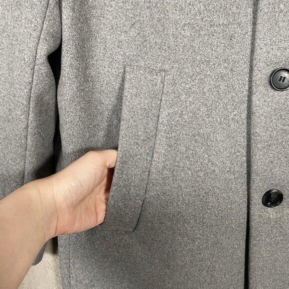H&M Overcoat Men 44R Wool Blend Grey Minimalist Capsule Neutral Topcoat Car Coat - Picture 5 of 15